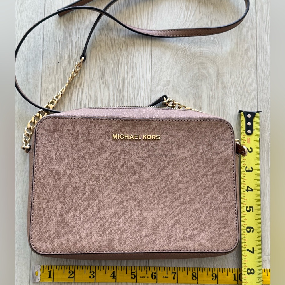 Michael Kors Jet Set Large East West Crossbody  Powder Blush Saffiano Bag